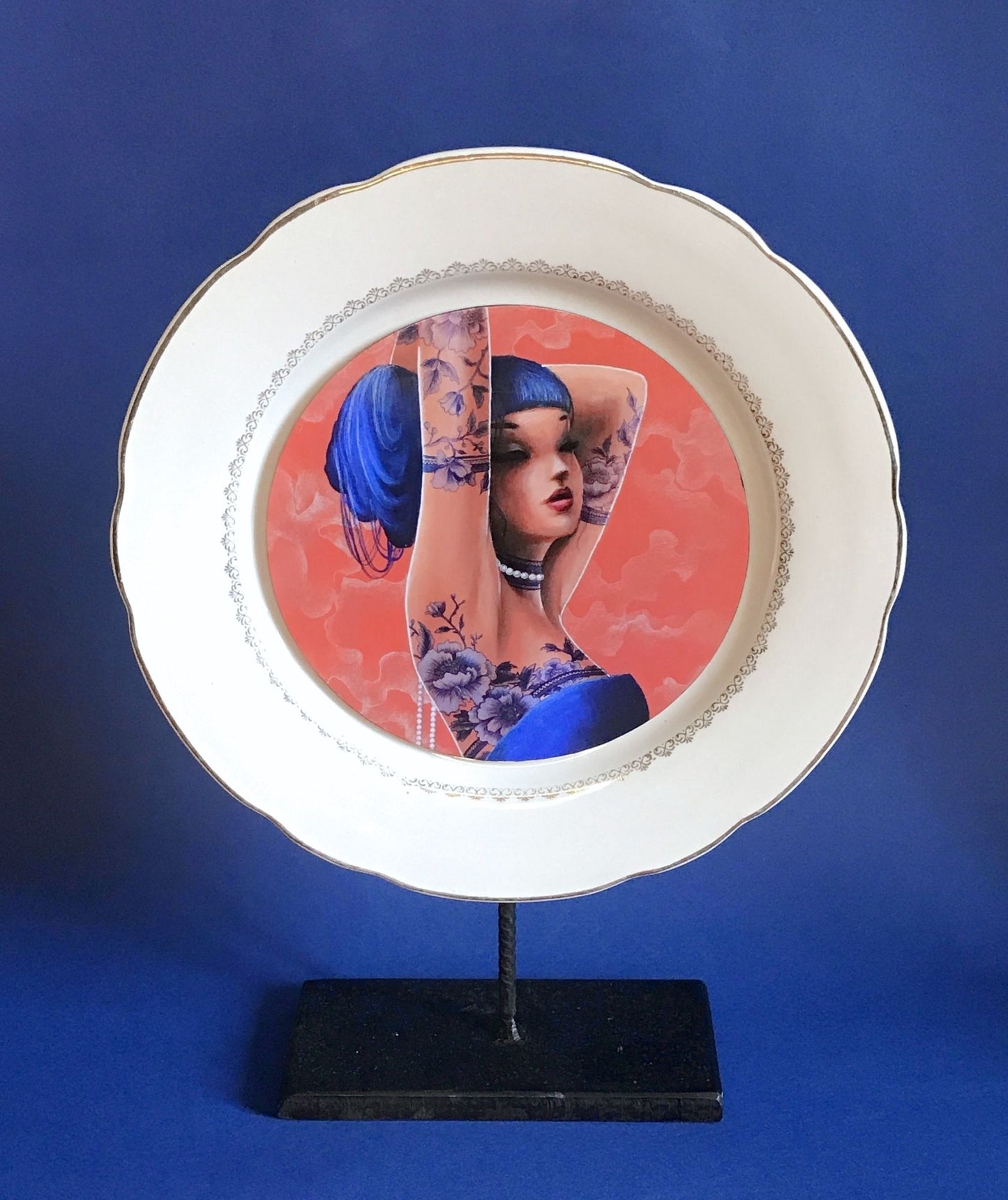 Assiette «Blue tattoo»